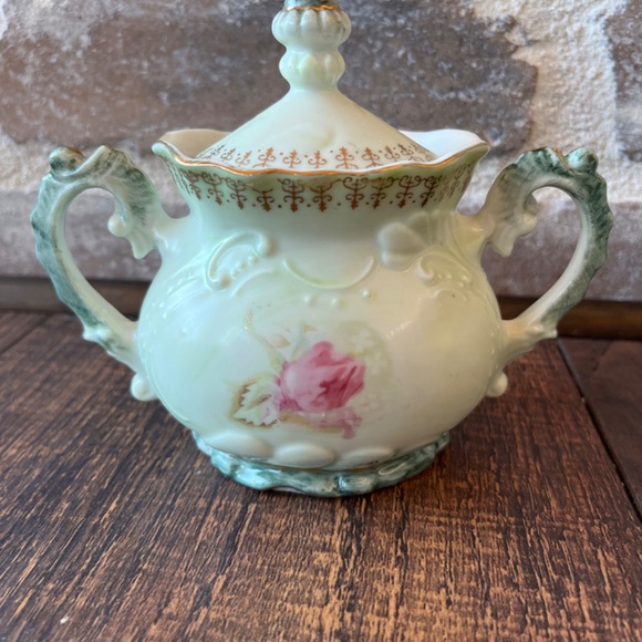 Nippon tea set vintage tea set Handpainted tea set Japan Nippon set pink green - Picture 3 of 16